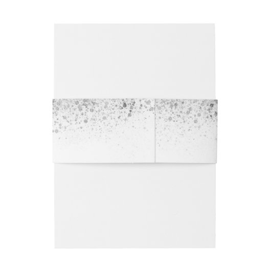 Zilveren Glitter en Dusty Blue Floral Bruiloft Uitnodigingen Wikkel (Achterkant Voorbeeld)