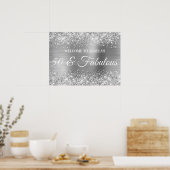 Zilveren Glitter en Folie 50 & Fabulous Welkom Poster (Keuken)