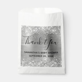 Zilveren Glitter en Folie Baby Shower Dank Je Bedankzakje