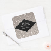 Zilveren Glitter en Glamour Beauty Vierkante Sticker (Envelop)