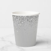 Zilveren Glitter- en Glans Monogram Papieren Beker (Achterkant)