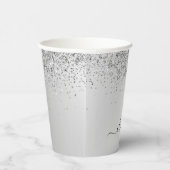 Zilveren Glitter- en Glans Monogram Papieren Beker (Rechts)