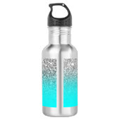 Zilveren Glitter en Helder Aqua Ombre Waterfles (Achterkant)
