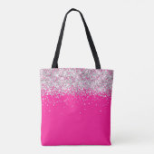 Zilveren Glitter en Hot Pink Monogram Tote Bag (Achterkant)
