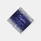 Zilveren Glitter en Navy Blue 40e verjaardag Servet (Hoek)