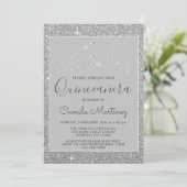 Zilveren Glitter en Sparkle Quinceanera Kaart (Staand voorkant)