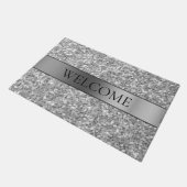 Zilveren glitter en streep deurmat (Schuin)