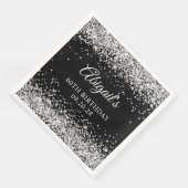 Zilveren Glitter en Zwart 60e Verjaardag Servet (Hoek)