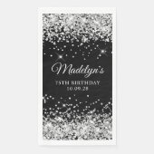 Zilveren Glitter en Zwart 75e verjaardag Servet (Voorkant)