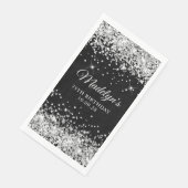 Zilveren Glitter en Zwart 75e verjaardag Servet (Hoek)