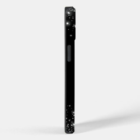 Zilveren glitter en zwart elegant monogram Case-Mate iPhone case (Achterkant / Rechts)