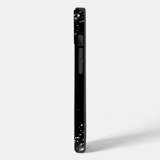 Zilveren glitter en zwart elegant monogram Case-Mate iPhone case (Achterkant / Links)