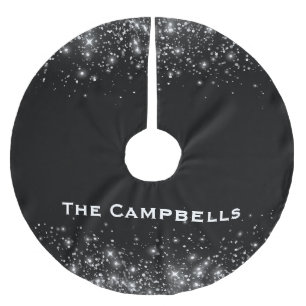 Zilveren glitter en zwart elegant monogram kerstboom rok