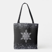 Zilveren glitter en zwart elegant monogram tote bag (Achterkant)