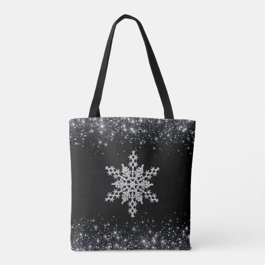 Zilveren glitter en zwart elegant monogram tote bag (Achterkant)