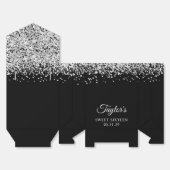 Zilveren Glitter en Zwart Sweet Sixteen Bedankdoosjes (Ongevouwen)