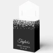 Zilveren Glitter en Zwart Sweet Sixteen Bedankdoosjes (Open)