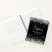 Zilveren Glitter en Zwarte 30e Verjaardag Notitieboek (Binnen)