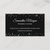 Zilveren Glitter en Zwarte Fancy Monogram Visitekaartje (Achterkant)