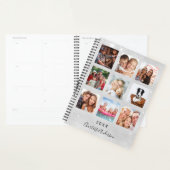 Zilveren glitter familie foto collage monogram 202 planner (Display)