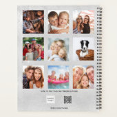 Zilveren glitter familie foto collage monogram 202 planner (Achterkant)