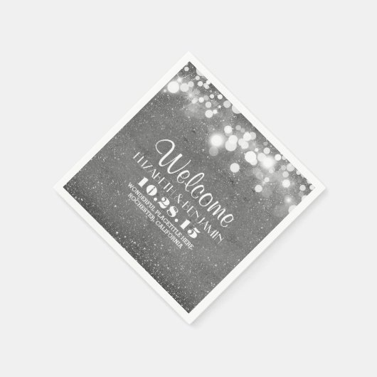 Zilveren glitter folie String Lights bruiloft Servetten (Hoek)