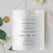 Zilveren glitter formele budget bruiloft uitnodigi