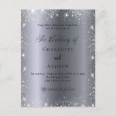 Zilveren glitter formele elegante bruiloft uitnodiging briefkaart (Voorkant)