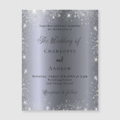 Zilveren glitter formele elegante luxe bruiloft magnetische uitnodiging (Voorkant)