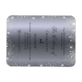 Zilveren glitter formele luxe bruiloft uitnodiging magneet (Horizontaal)