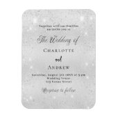Zilveren glitter formele luxe bruiloft uitnodiging magneet (Verticaal)