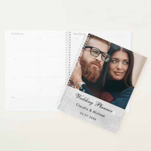 Zilveren glitter foto bruid bruiloft planner (Display)