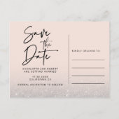 Zilveren glitter foto bruiloft opslaan van de datu aankondigingskaart (Achterkant)