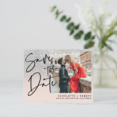 Zilveren glitter foto bruiloft opslaan van de datu aankondigingskaart (Staand voorkant)