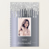 Zilveren glitter foto sparkle monogram planner (Voorkant)