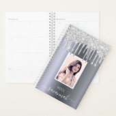 Zilveren glitter foto sparkle monogram planner (Display)