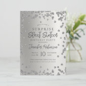 Zilveren Glitter Foto SURPRISE Sweet 16 Kaart (Staand voorkant)