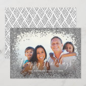 Zilveren Glitter Fotolijst Feestdagenkaart (Voorkant / Achterkant)
