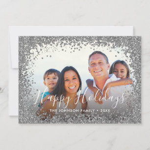 Zilveren Glitter Fotolijst Feestdagenkaart
