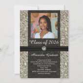 Zilveren Glitter Gem Fotoklas van 2025 Afstuderen Kaart (Voorkant)