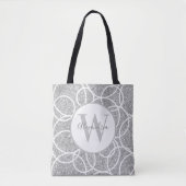 Zilveren Glitter Geometrische Witte Cirkel Modern Tote Bag (Voorkant)
