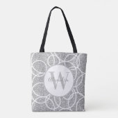 Zilveren Glitter Geometrische Witte Cirkel Modern Tote Bag (Achterkant)