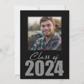 Zilveren Glitter Geslaagd 2024 Foto Aankondiging (Voorkant)