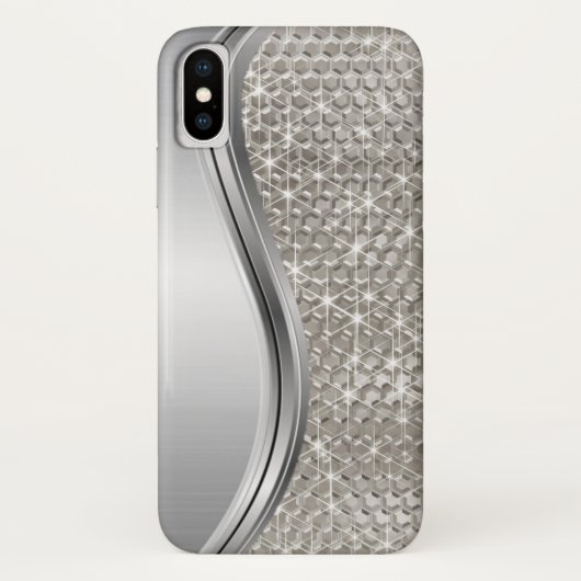 Zilveren Glitter Glam Bling Metaal Look Case-Mate iPhone Case (Achterkant)