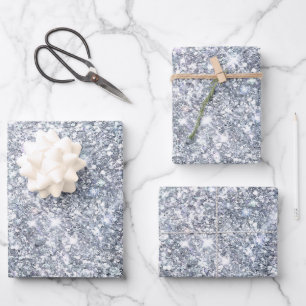 Zilveren Glitter Glam Bling Trendy Stijlvolle Cade Inpakpapier Vel