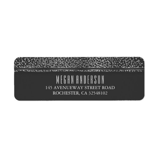 Zilveren Glitter  Glam Bruiloft Etiket (Voorkant)