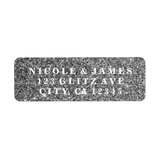 ZILVEREN GLITTER Glam Glamour Glitzy Chic Label (Voorkant)
