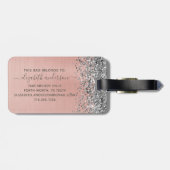 Zilveren Glitter Glam Roze Geborsteld Metaal Monog Bagagelabel (Achterkant horizontaal)