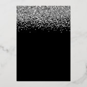 Zilveren Glitter Glam Zwart 30e Verjaardag Folie Uitnodiging (Achterkant)