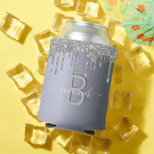 Zilveren glitter glamour glans feestnaam blikjeskoeler (Insitu Zomer)